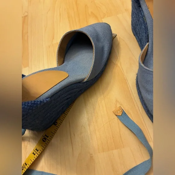 New Castaner  Women's Light Blue Espadrille Wedge Ankle-Tie Sandals - Picture 4 of 12